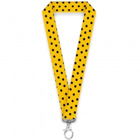 Lanyard personalizat galben cu buline negre